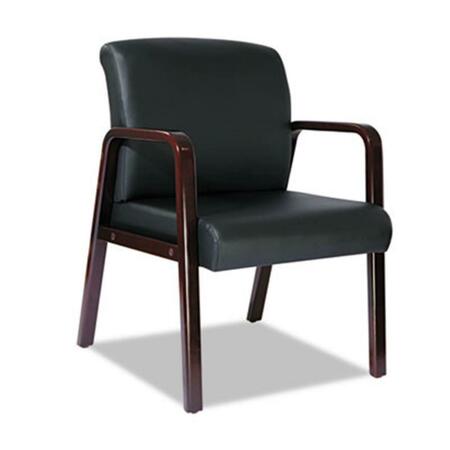 ALERA Reception Lounge Series Guest Chair- Mahogany-Black Leather RL4319M